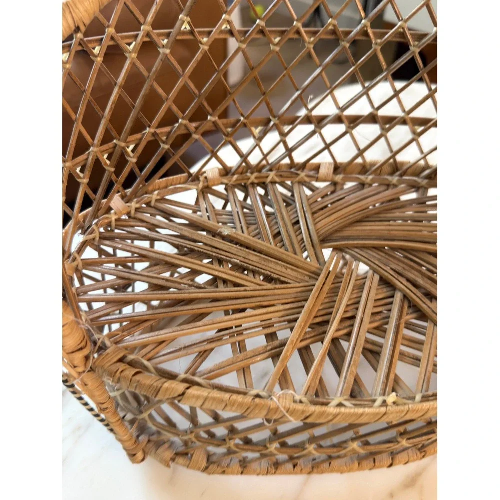 Vintage Boho Wicker Rattan Plant Basket Cachepot Planter Holder